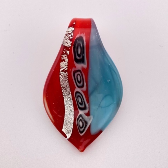 Art Glass Pendant Red Blue - Picture 5 of 5